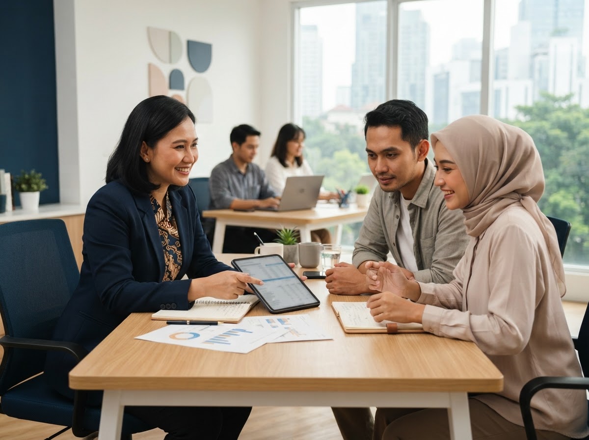 Konsultasi keuangan gratis - tim analisis data bekerja dengan platform AI untuk pengambilan keputusan finansial